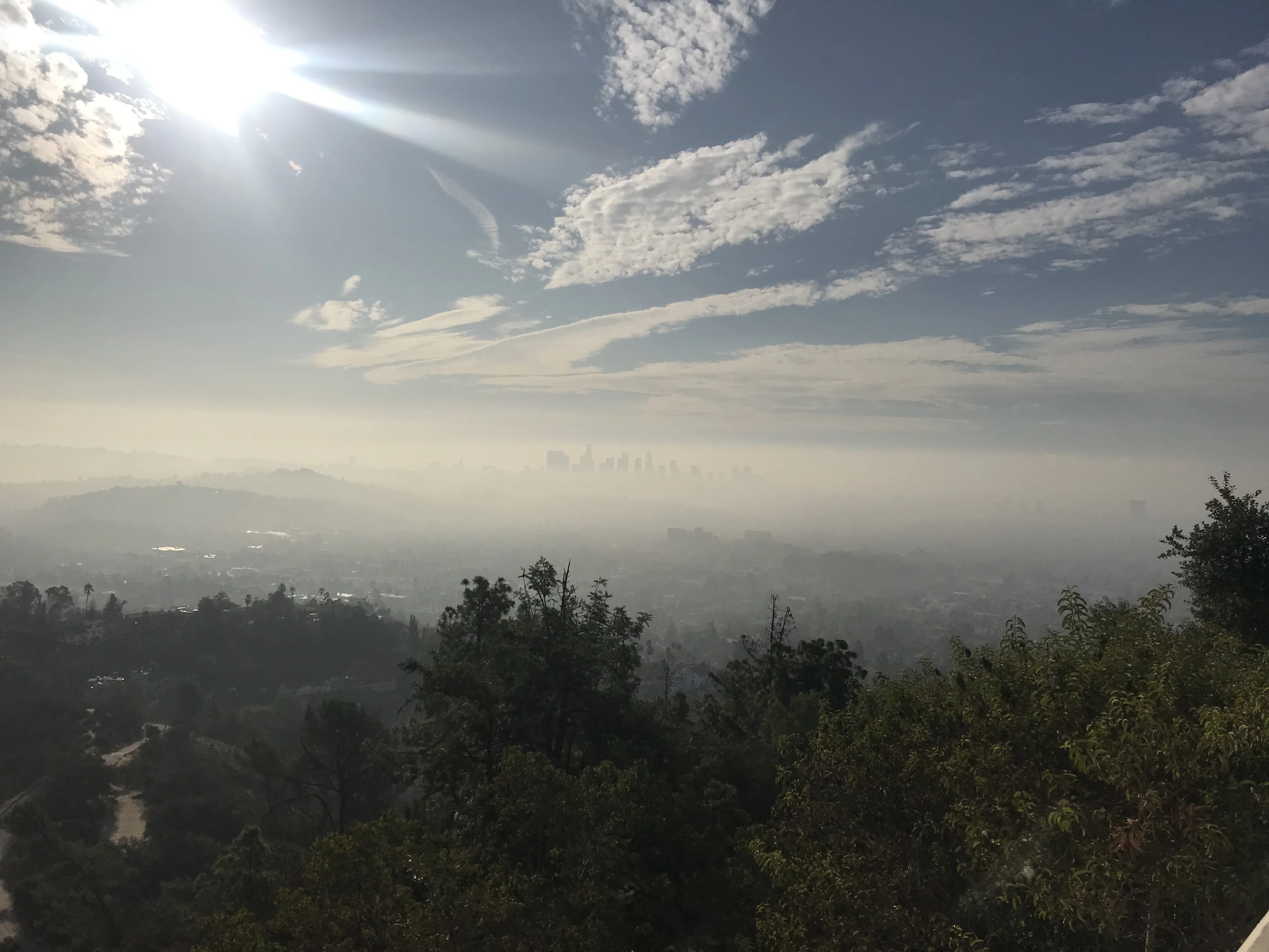 Downtown LA through the smog of the forest fires