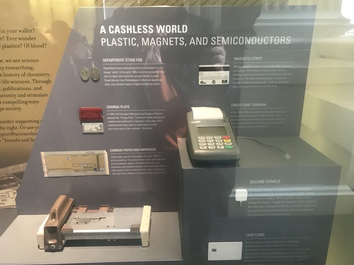 Display of cashless payment methods at Philadelphia Museum of Science and Technology