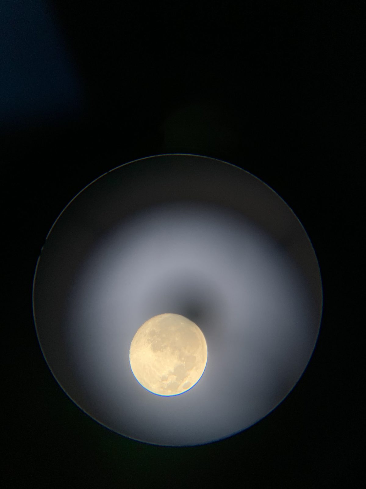 full moon shot through 14cm reflector using an iphone adapter